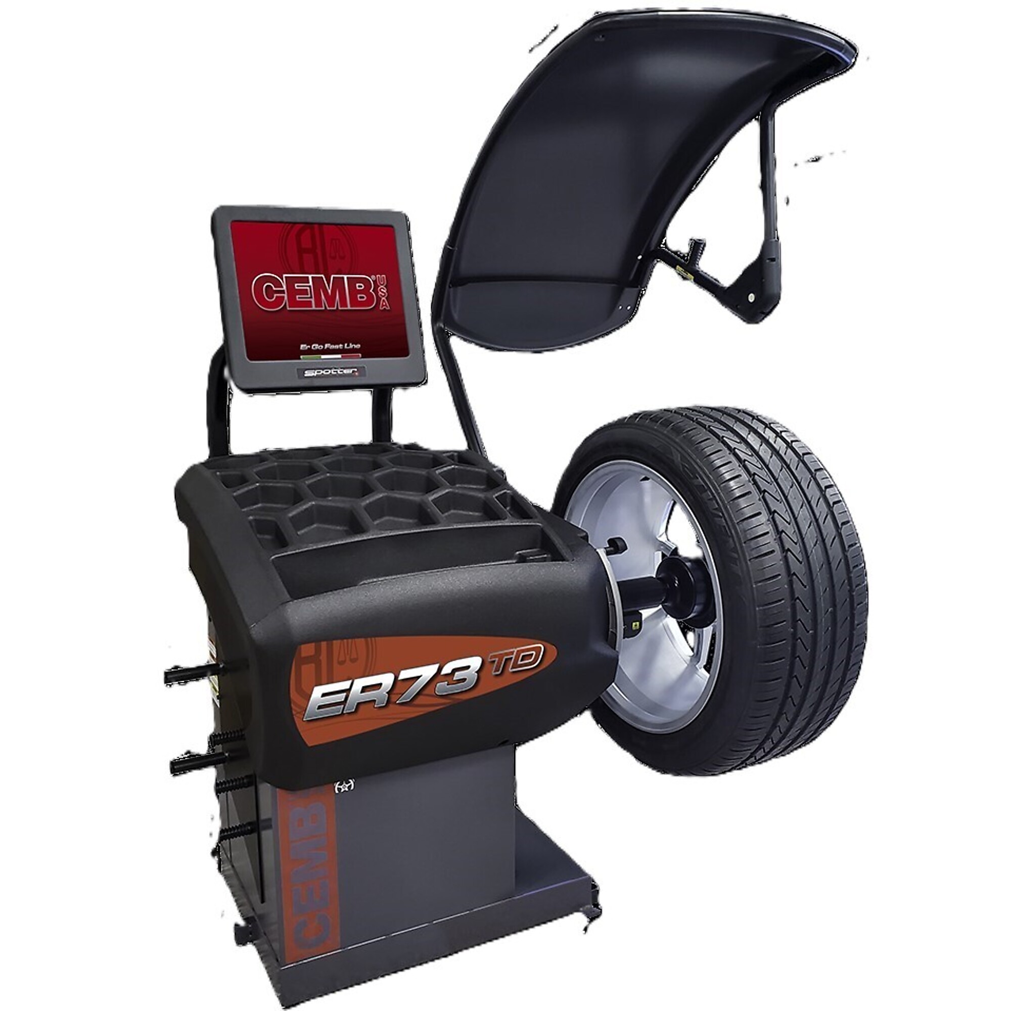 CEMB, Professional Wheel Balancer-Monitor Display, Phase Single-phase, Max. Rim Width 20 in, Tire Diameter 30 in, Model# ER73TD